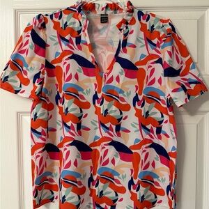 SHEIN Colorful Abstract Print Blouse Size S